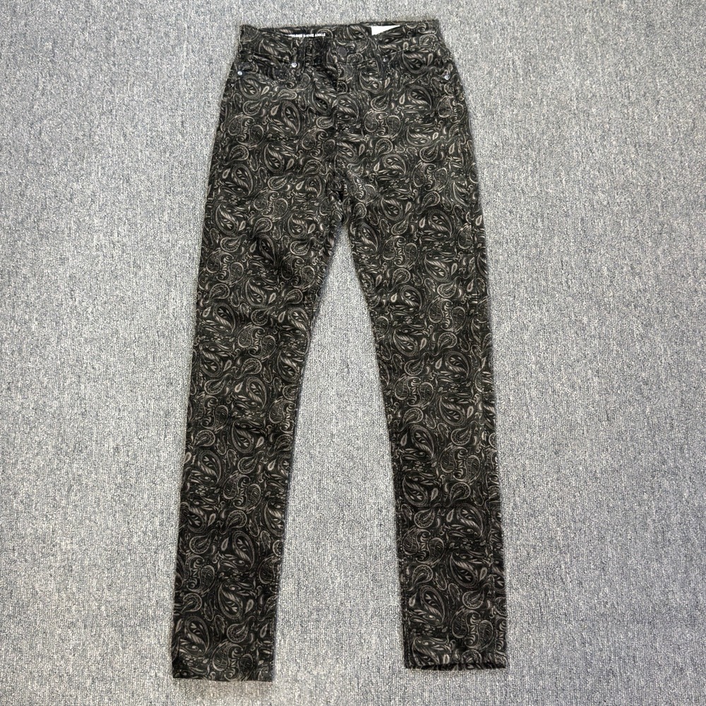 AG Anthropologie High Rise Stevie Ankle‎ Paisley Velvet Jeans Women's Size 25R